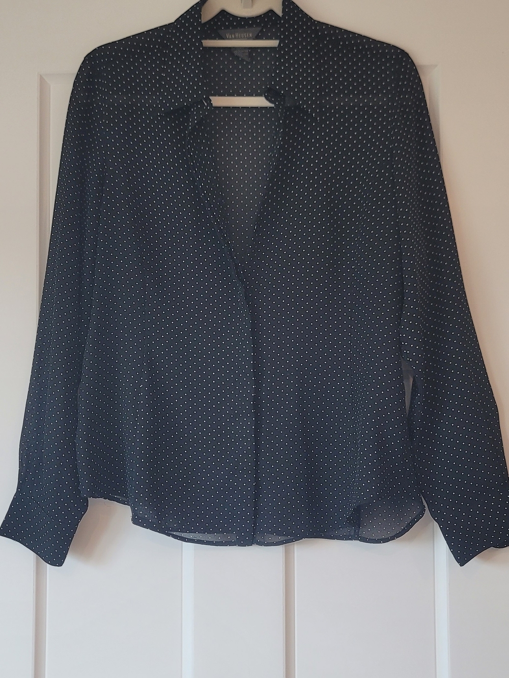 Van Heusen Black Polka Dot Button-Down Blouse